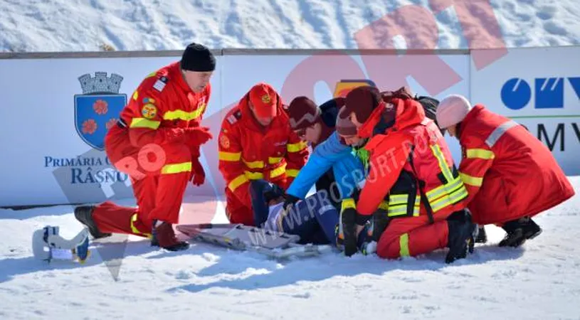 FOTO EXCLUSIV** Două concurente s-au accidentat destul de grav la concursul de sărituri cu schiurile! Dana Haralambie a terminat pe 8