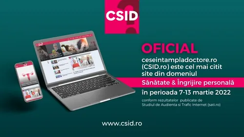 OFICIAL. ceseintampladoctore.ro (CSID.ro) – cel mai citit site din domeniul Sănătate & Îngrijire personală în săptămâna 7 – 13 martie 2022