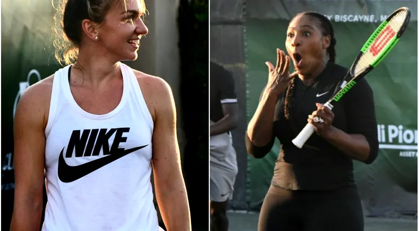 Meciul amical dintre Simona Halep și Serena Williams nu s-a desfășurat conform așteptărilor! Ce s-a întâmplat după ce Simona a fost lovită cu mingea de americancă