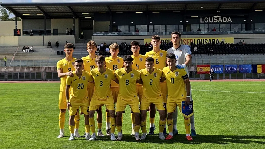 România U18, cu toți cei cinci jucători din Liga 2 utilizați de Adrian Dulcea, a pierdut la scor în Portugalia, contra Spaniei