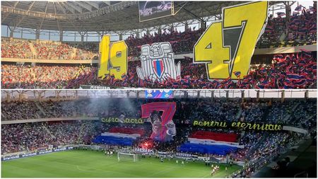 Scenografii speciale la 74 de ani de la înființarea CSA Steaua! Peluza Sud a făcut o atmosferă incendiară în Ghencea | GALERIE FOTO