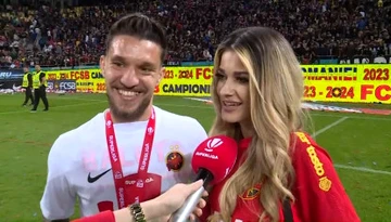 VIDEO | Soţia lui Băluţă a surprins şi reporterul cu ce a spus în interviu, lângă fotbalistul FCSB: 