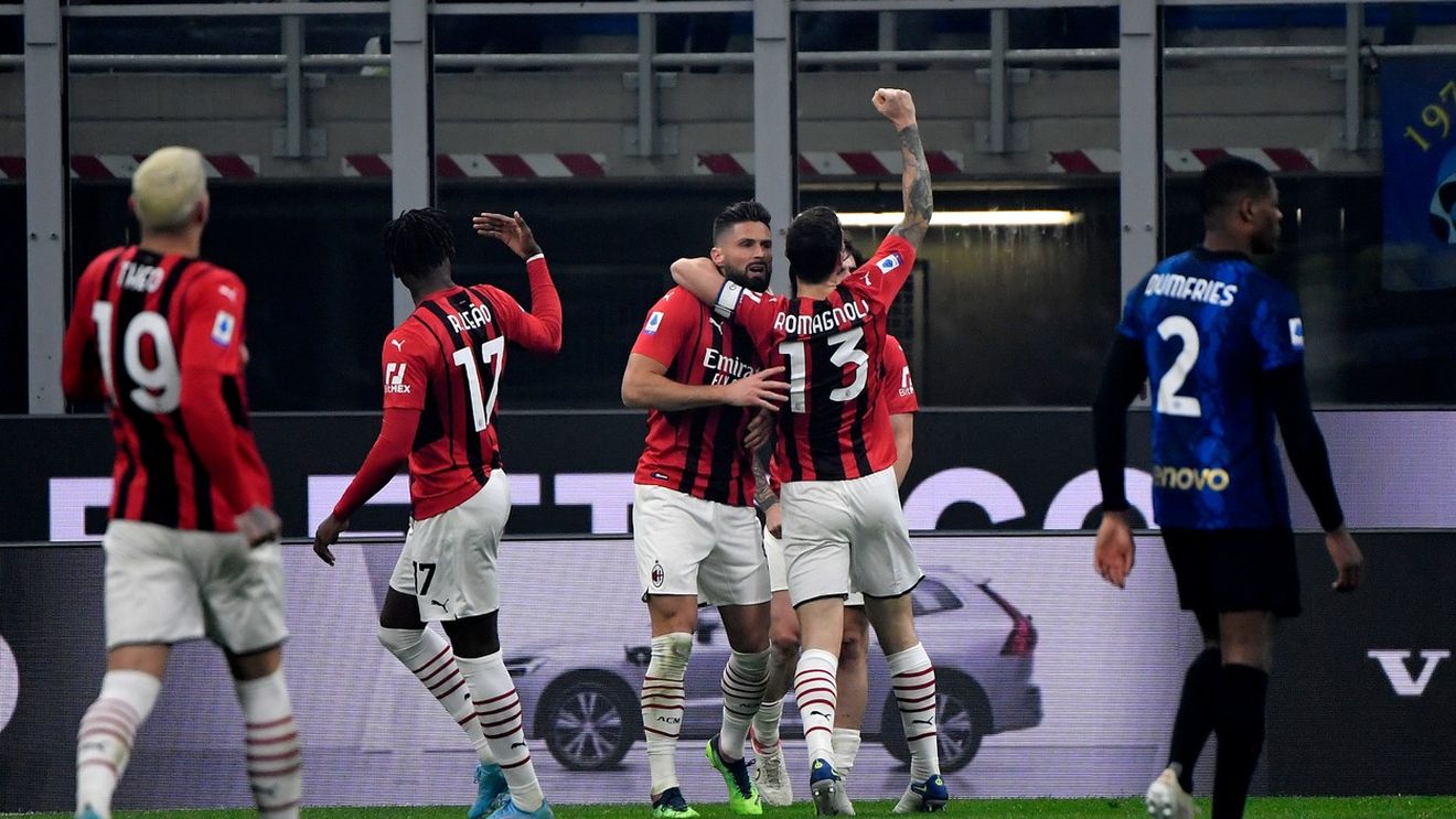 AC Milan, victorie mare în derby-ul cu Inter! Giroud a reușit o dublă de senzație și echipa lui Pioli este la un punct de primul loc în Serie A, după un final fabulos