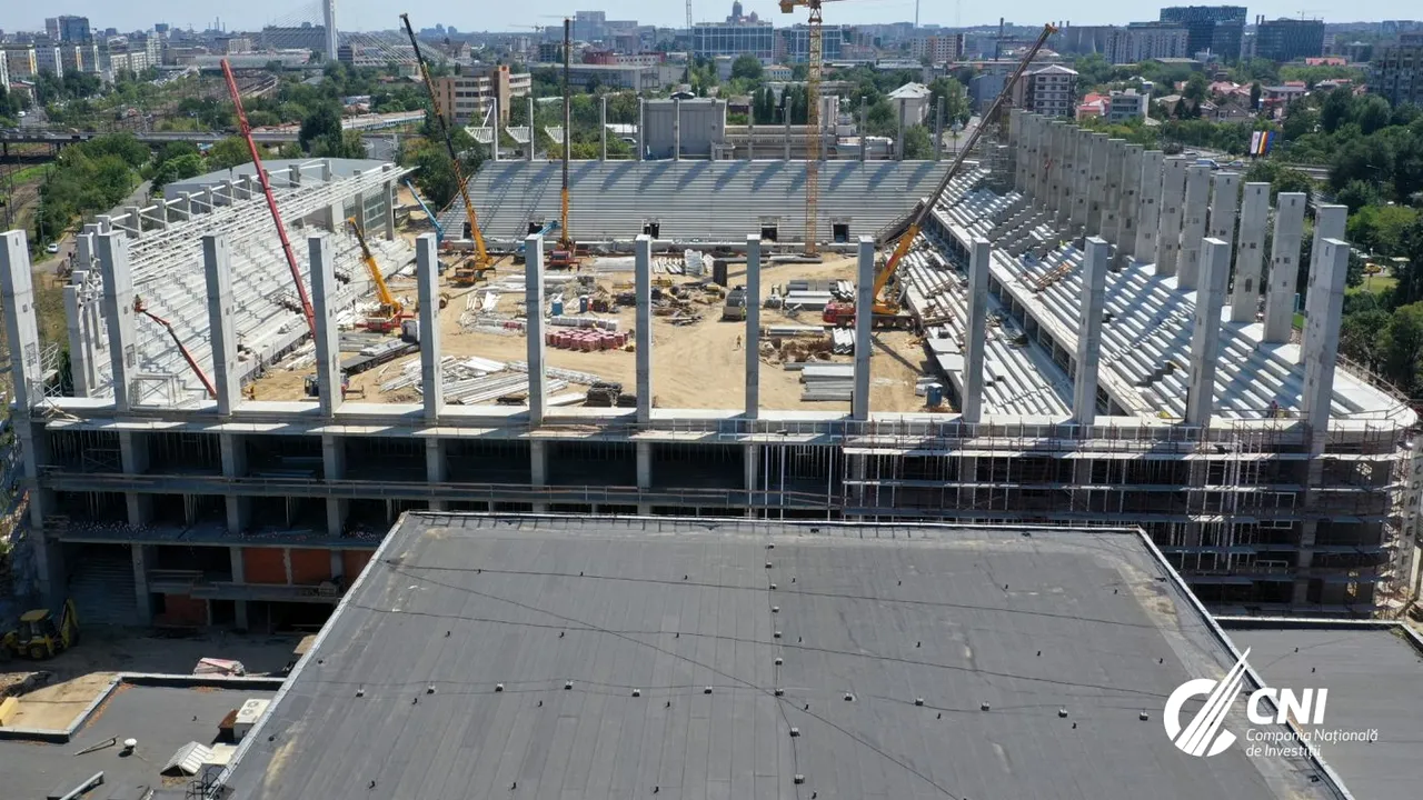 Lucrările au avansat la noul stadion al Rapidului! A început construirea acoperișului Peluzei Sud | FOTO