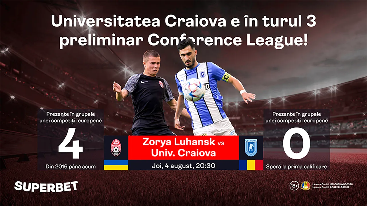 ADVERTORIAL | Universitatea Craiova e în turul 3 preliminar Conference League! Cât de accesibil e adversarul lor?