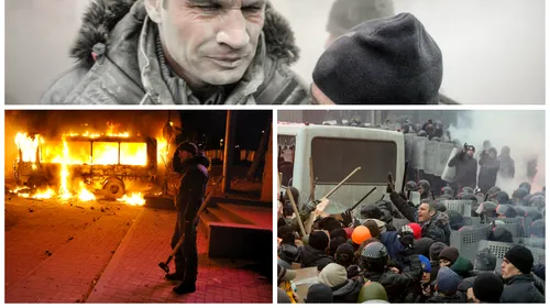 FOTO: Vitali Klitschko s-a implicat activ în protestele violente de pe străzile Kievului! Peste 200.000 de oameni s-au adunat în centrul orașului și s-au luptat cu forțele de ordine