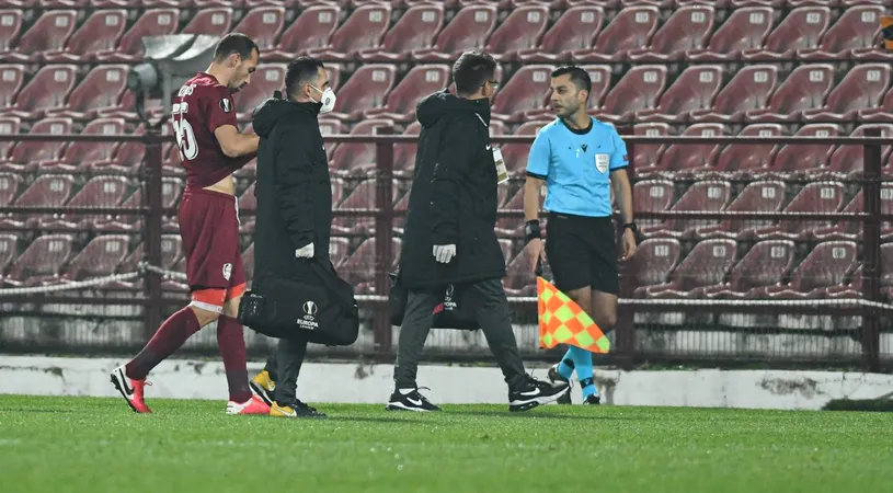 Vinicius s-a accidentat și el! Încă o lovitură grea pentru Dan Petrescu la meciul CFR - Young Boys | FOTO