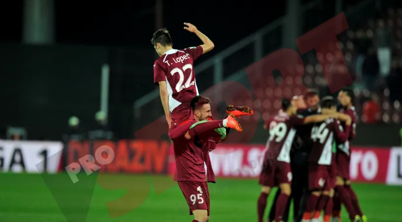Derby-ul ultimei secunde: CFR Cluj - U Cluj 1-0. Echipa lui Miriuță egalează Steaua în clasamentul Ligii 1 cu 20 de secunde înainte de final