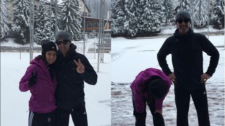 FOTO | Lovitura Simonei Halep la primul antrenament alături de Darren Cahill. Pe cine a "bulgărit" și desertul tradițional de la final