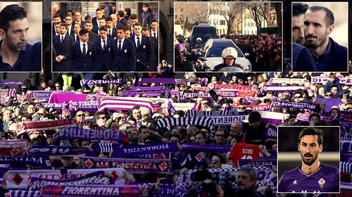 GALERIE FOTO | Davide Astori, condus pe ultimul drum de mii de fani. Buffon, în lacrimi, Batistuta a ținut să transmită un mesaj tulburător | VIDEO