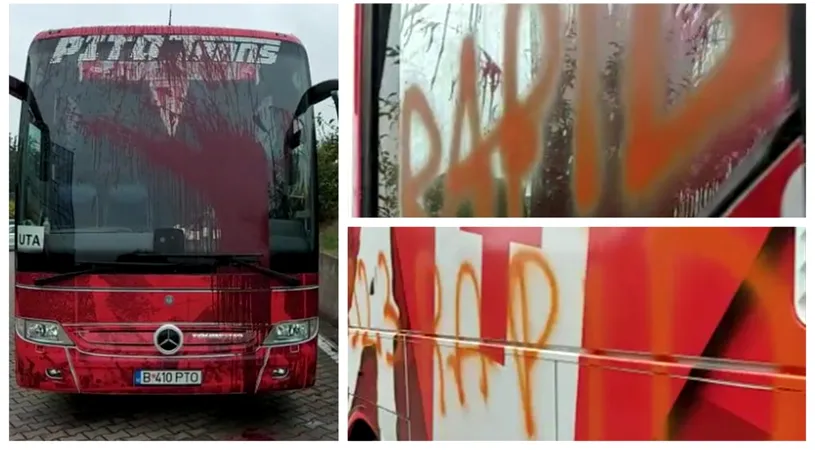 Fanii Rapidului au vandalizat autocarul echipei UTA, în noaptea după ce arădenii au câștigat în ”Groapă” cu Dinamo | VIDEO