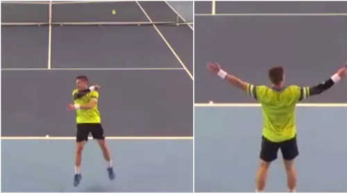 VIDEO | Ați mai văzut o astfel de execuție în tenis? Un francez aflat cu spatele la adversar a câștigat punctul printr-un truc incredibil