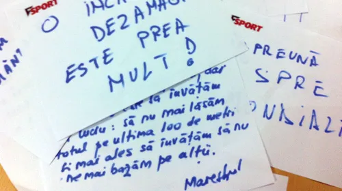 Prin intermediul ProSport, fanii naționalei le-au scris mesaje de încurajare tricolorilor: „Nu vrem încă o dezamăgire!”