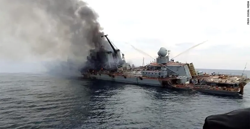 Nava „Moscova”, filmată exact în momentul în care a început să se scufunde: „Idiotul naibii! Ce naiba faci?”