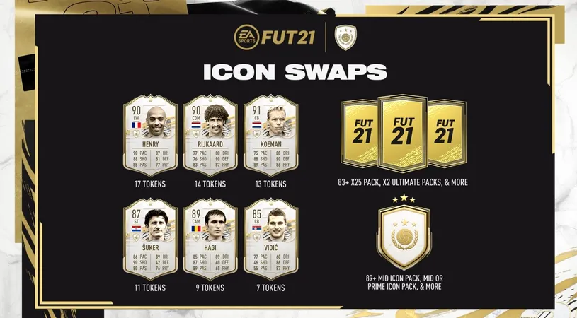 EA Sports introduce în Ultimate Team prima serie de Icon Swaps. Jucătorii de FIFA 21 pot obține super carduri și pachete promoționale