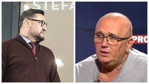 Considerat stelist, comentatorul Emil Grădinescu a fost atacat de Viorel Moldovan, după faza penalty-ului refuzat Rapidului cu U Cluj